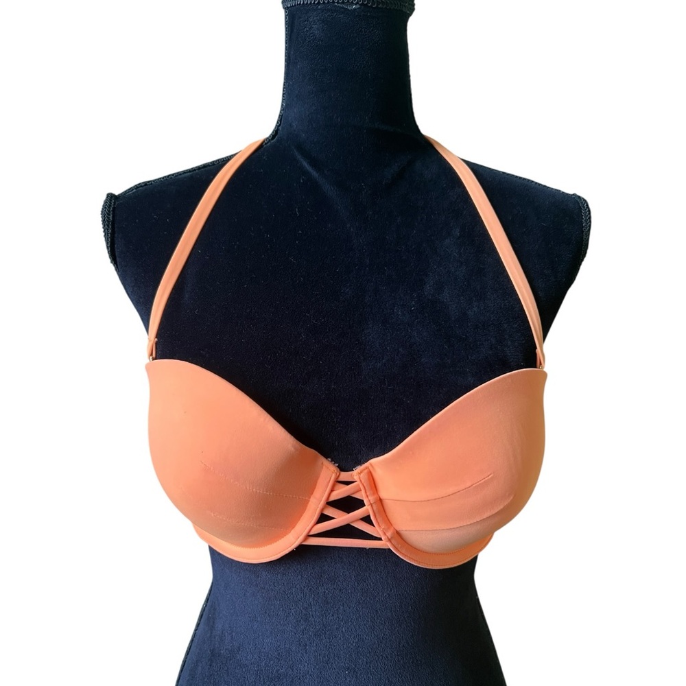 Victorias Secret Neon Orange push-up bandeau Bikini Top Women’s 34D